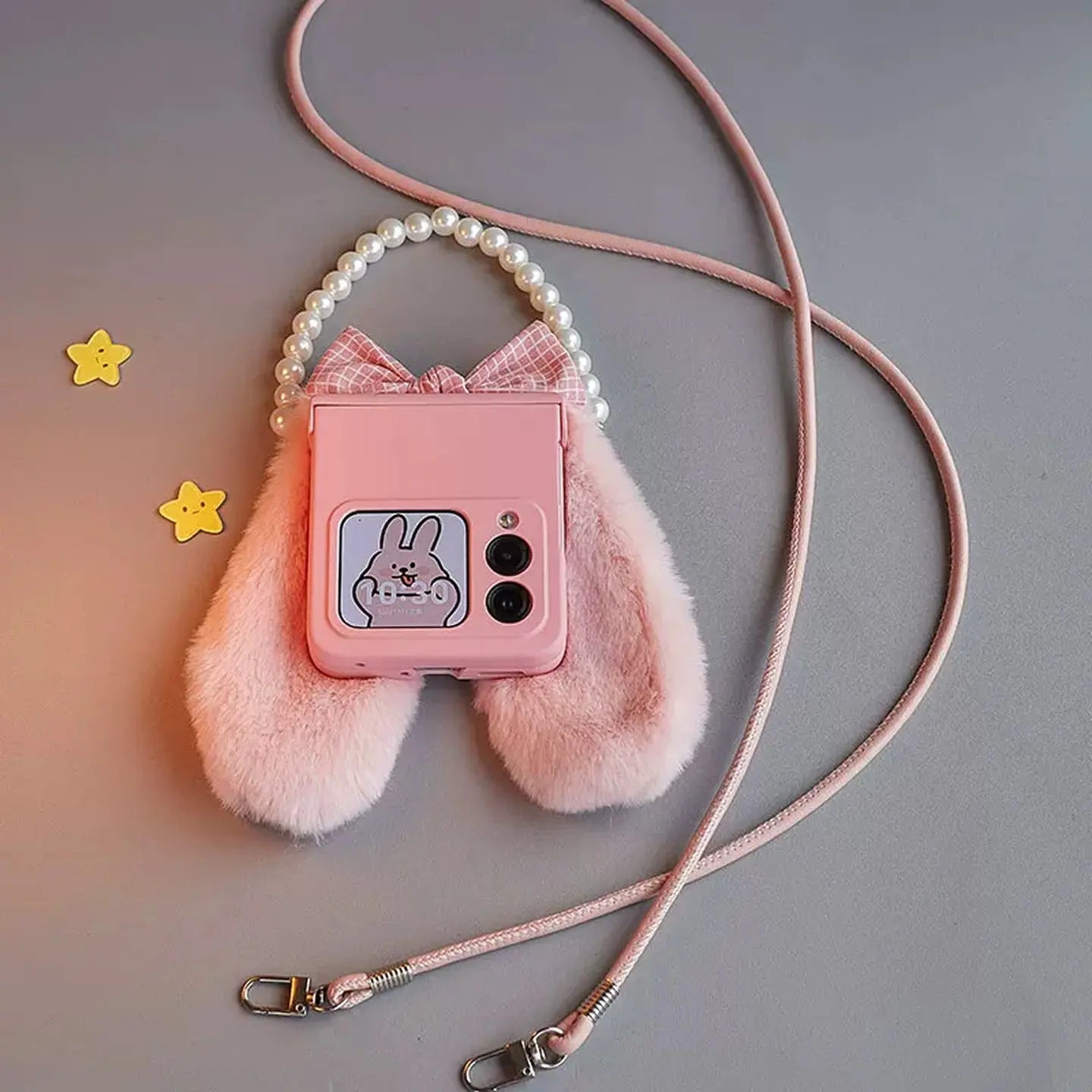 Cute Plush Bunny Ear Flip Case for Samsung Z Flip SEACASE