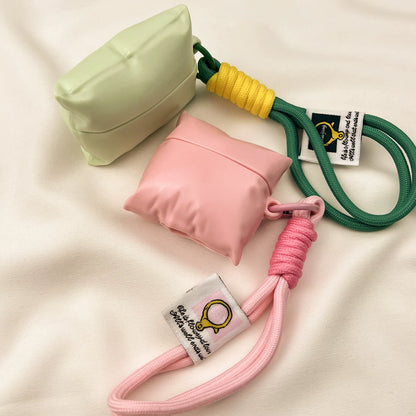 Pleated Irregular Pillow AirPods Case with Wrist Lanyard