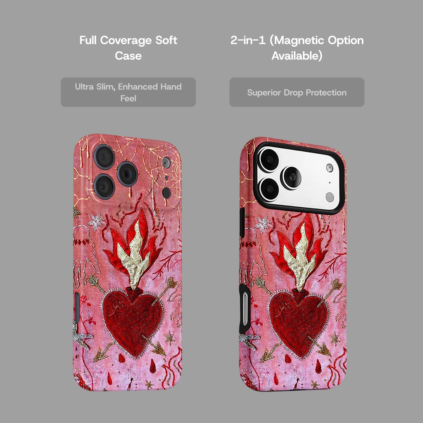 Vintage Burning Heart Embossed Art iPhone Case