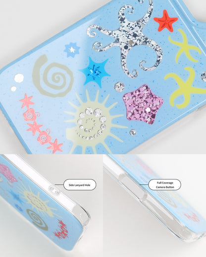 Ocean & Beach Themed iPhone Case with Beaded Strap & Charm