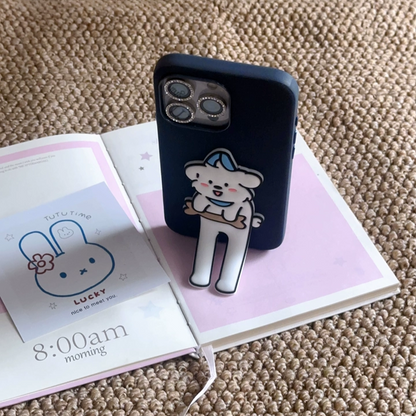 Long‑Leg Animal Stand iPhone Case, Fabric Texture 3D Cartoon Protective Cover