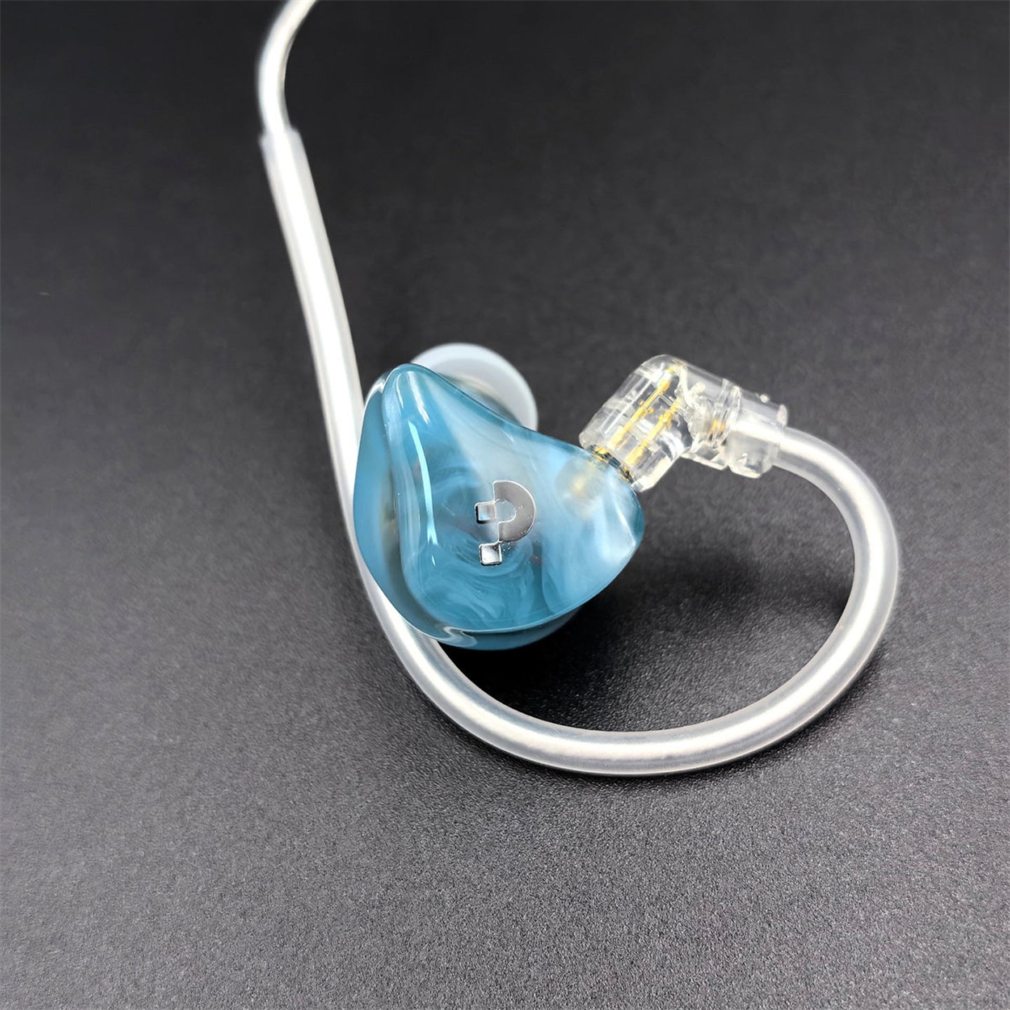 Pixel Art Resin Wired In Ear Earphones, Crystal Blue Headphones with Optional Mic & Type-C Plug for Daily Music Calls
