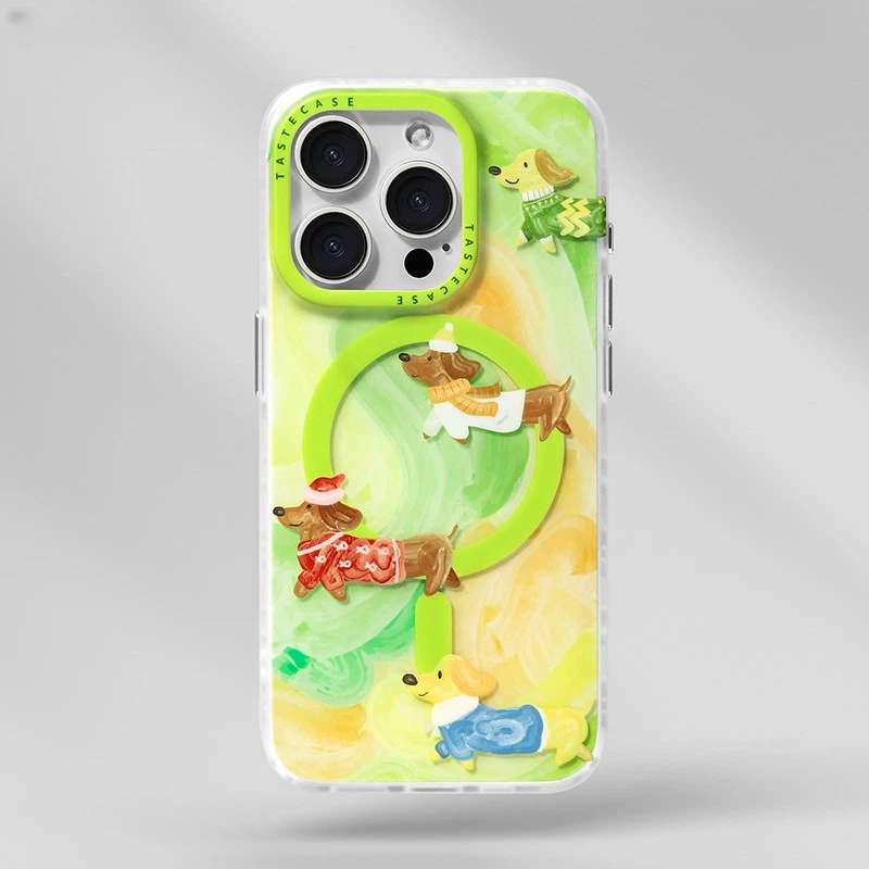 Watercolor Dachshund MagSafe iPhone Case with Matching Stand
