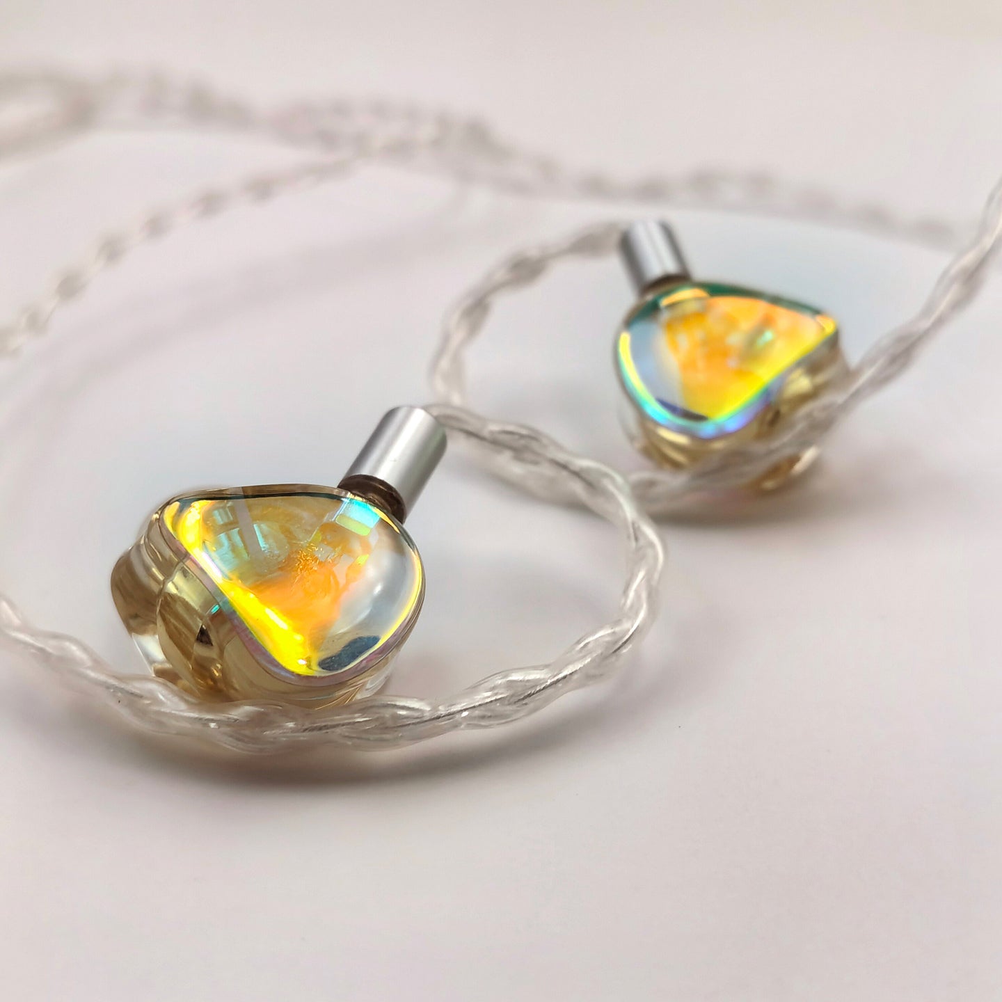 Iridescent Resin Wired In Ear Headphones,  Optional Mic & Type-C Plug for Daily Music Calls