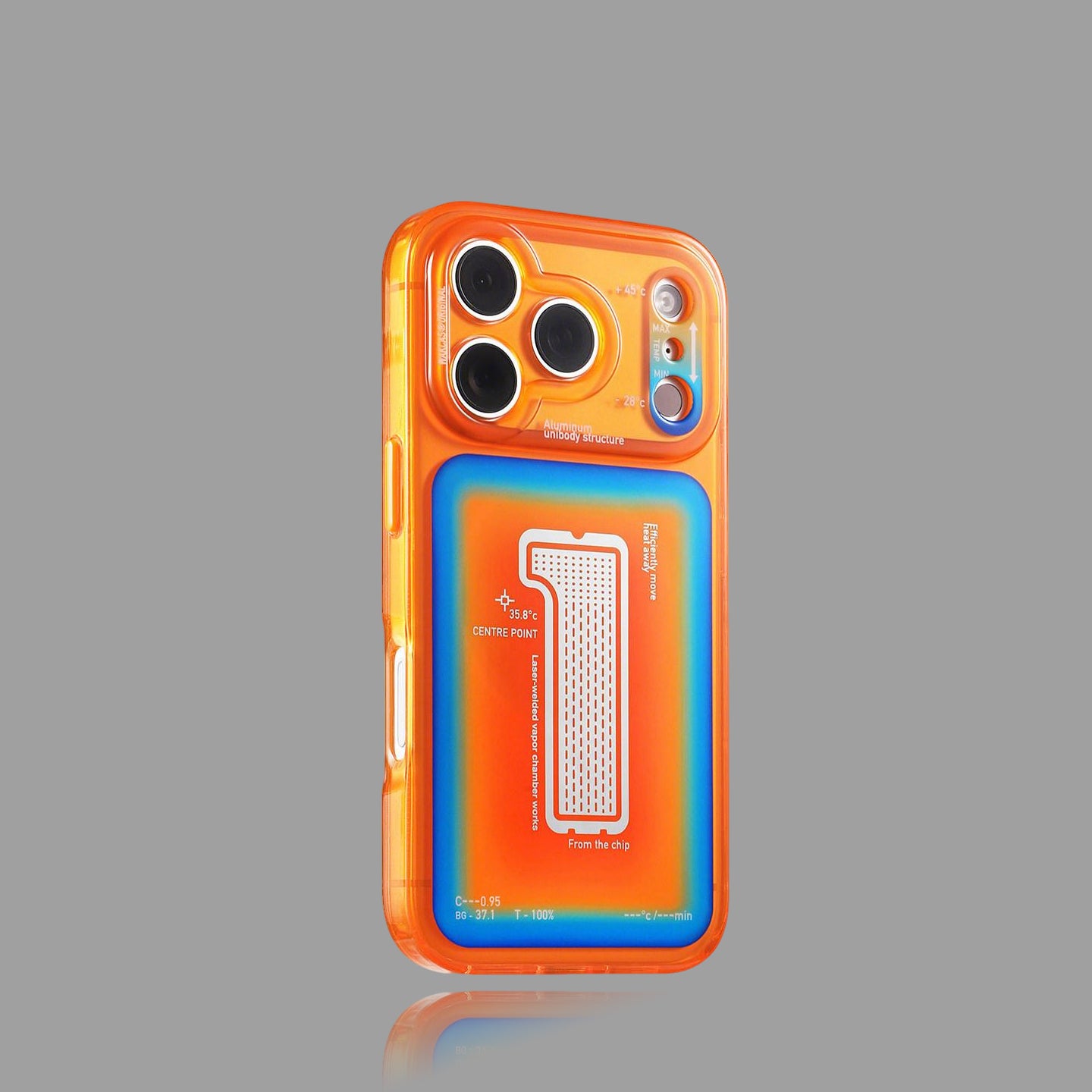 Thermal Induction Orange MagSafe Case, Shockproof Color Contrast Cover for iPhone