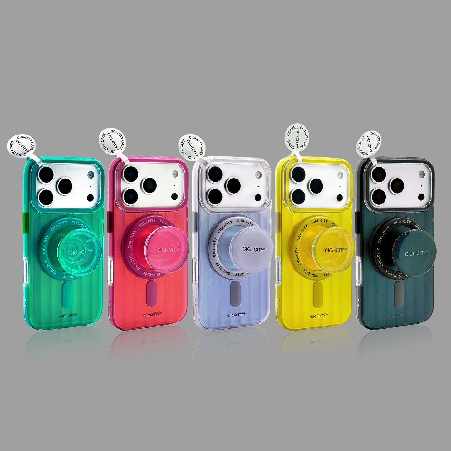 Holographic Striped MagSafe iPhone Case with Matching Stand