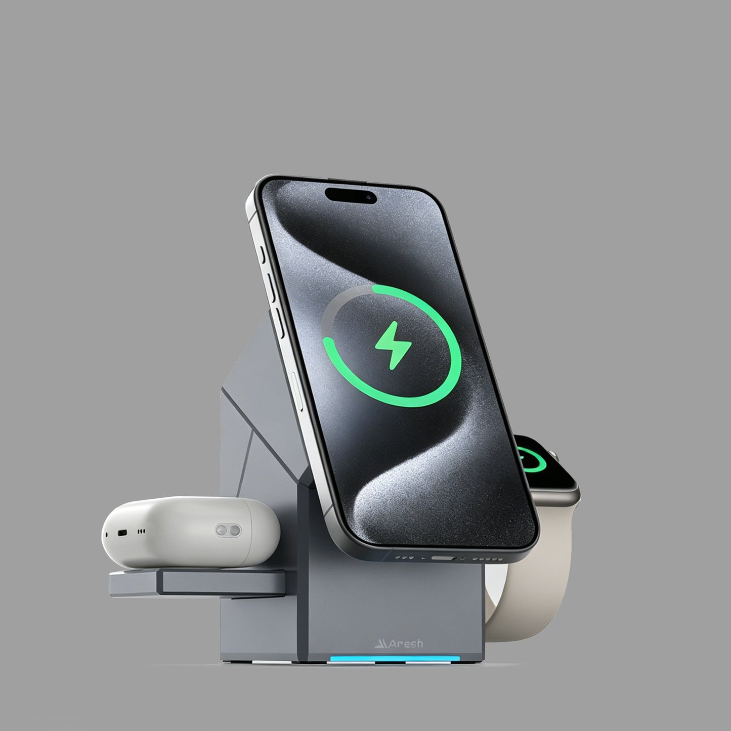3-in-1 Electric Touch Rotating Magnetic Wireless Charger, Cube Charging Station for iPhone, Apple Watch & AirPods