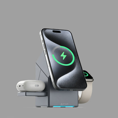 3-in-1 Electric Touch Rotating Magnetic Wireless Charger, Cube Charging Station for iPhone, Apple Watch & AirPods