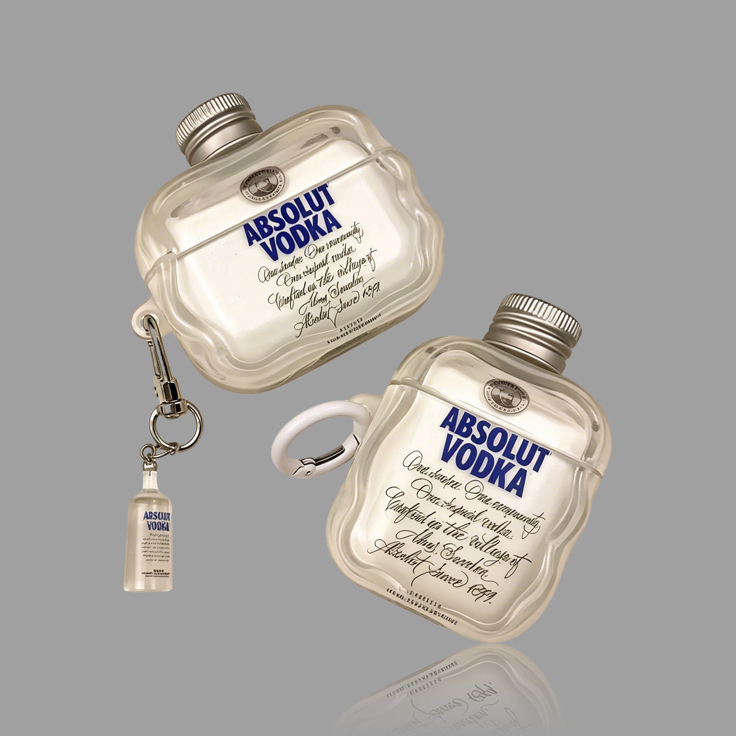 Vodka Bottle AirPods Case, 3D Creative Silicone Cover with Charm & Hook