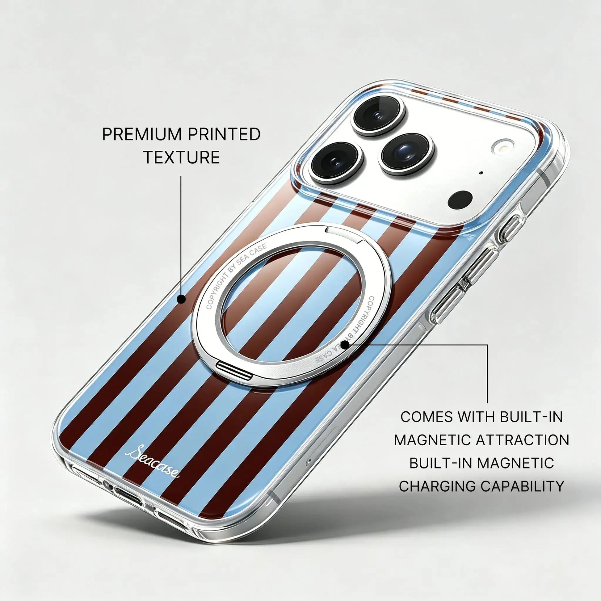 Classic Blue Brown Striped Magnetic iPhone Case  SeaCase