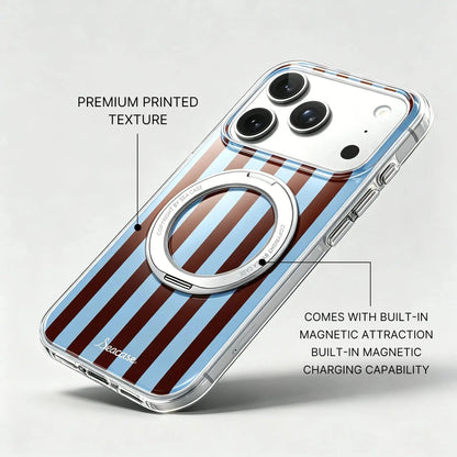 Classic Blue Brown Striped Magnetic iPhone Case  SeaCase