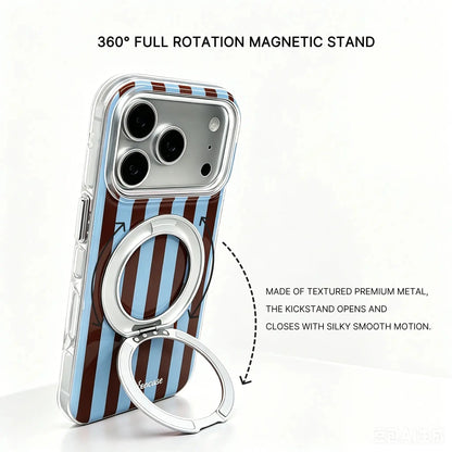Classic Blue Brown Striped Magnetic iPhone Case  SeaCase