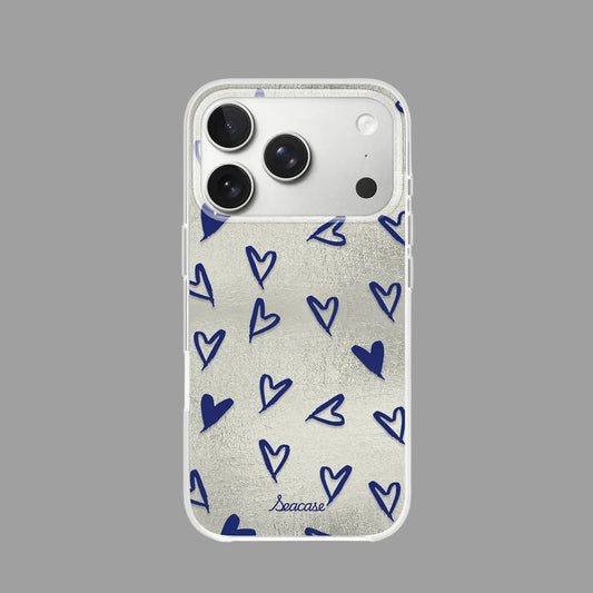 White Blue Heart iPhone Case with MagSafe Ring Stand  SeaCase