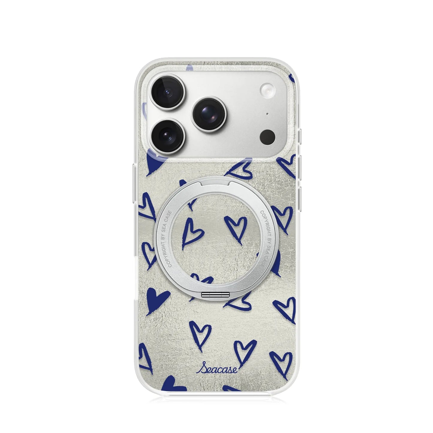 Crush Minimal Silver Blue Sketch Heart iPhone Case  SeaCase