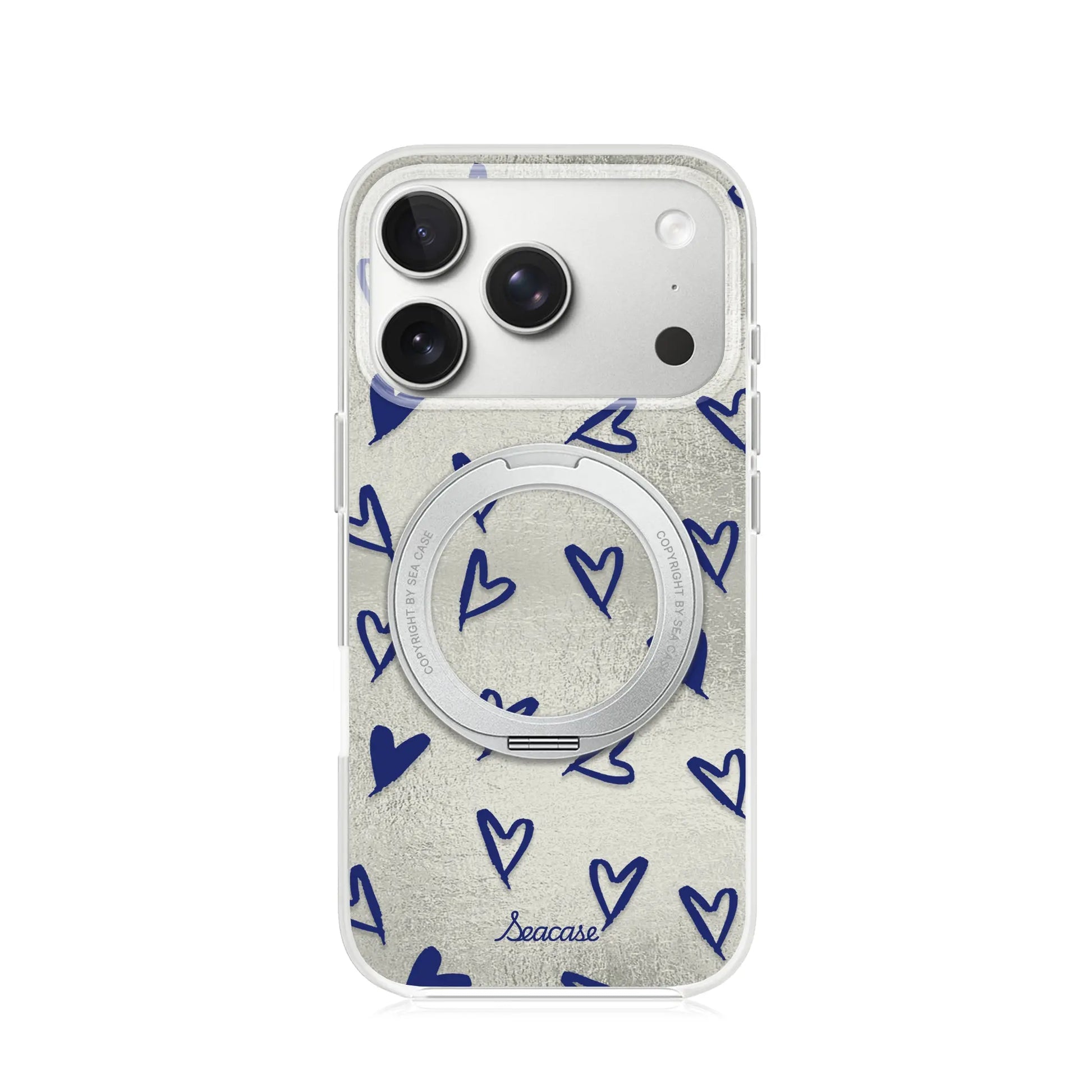 Crush Minimal Silver Blue Sketch Heart iPhone Case  SeaCase