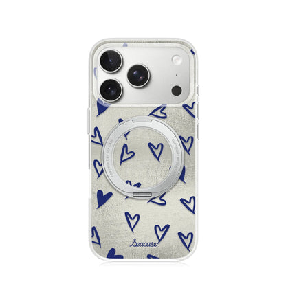 Crush Minimal Silver Blue Sketch Heart iPhone Case  SeaCase
