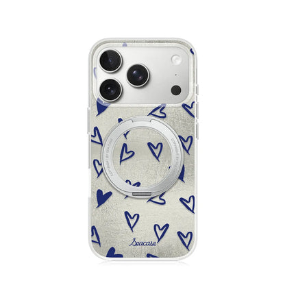 White Blue Heart iPhone Case with MagSafe Ring Stand  SeaCase