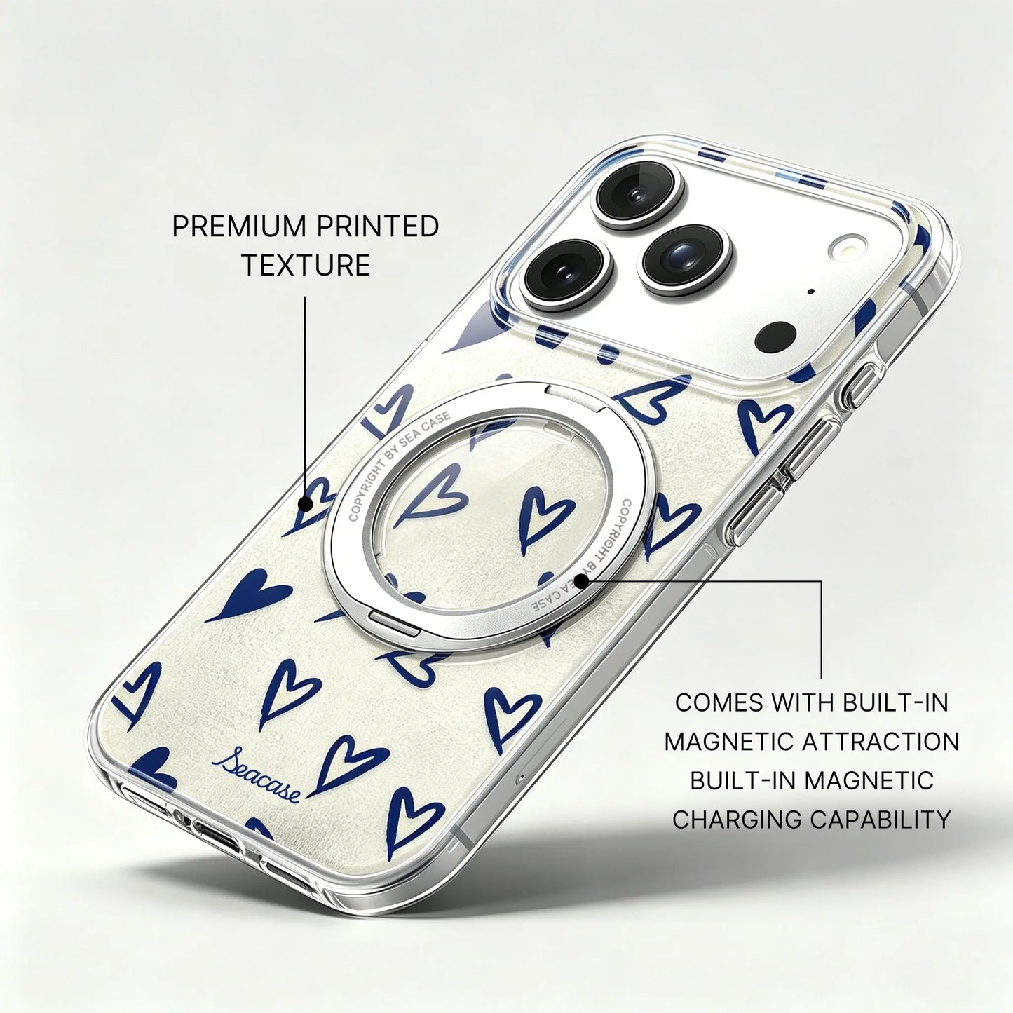 Crush Minimal Silver Blue Sketch Heart iPhone Case  SeaCase