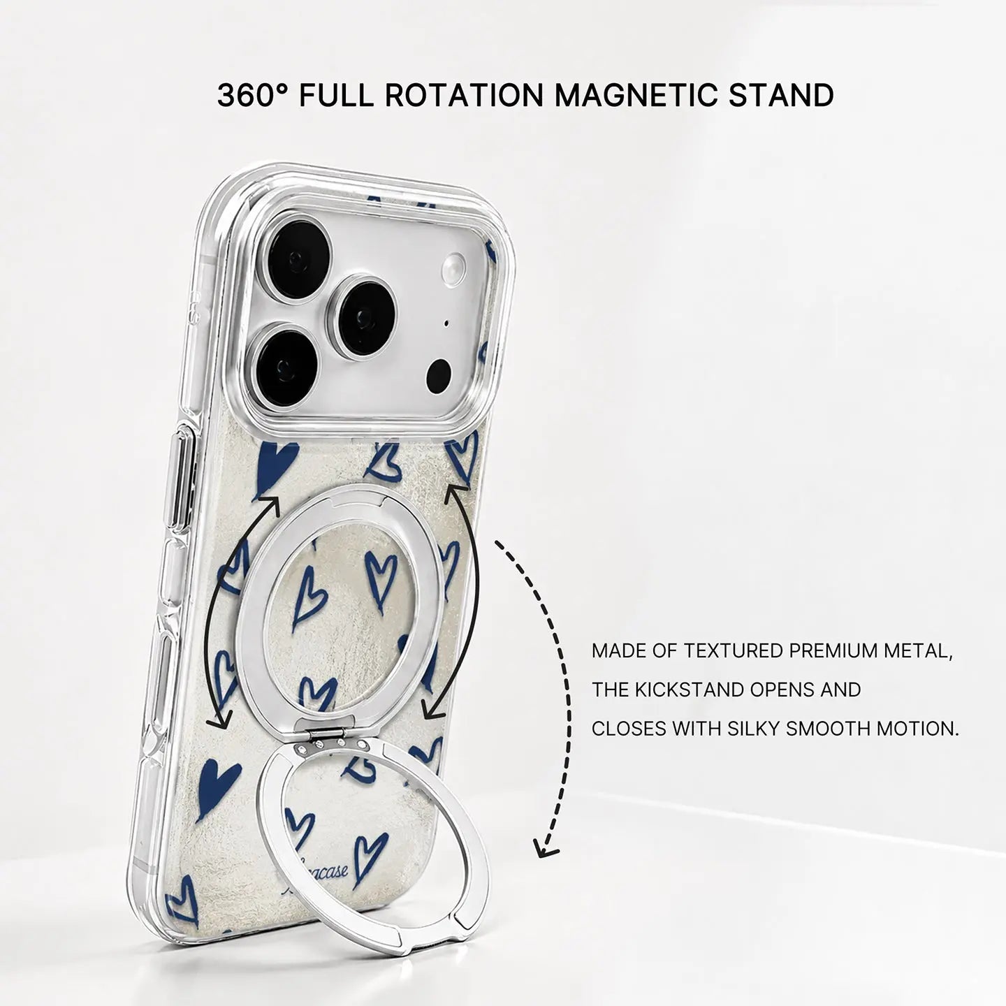 White Blue Heart iPhone Case with MagSafe Ring Stand  SeaCase