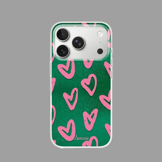 Green Pink Heart iPhone Case with MagSafe Ring Stand  SeaCase