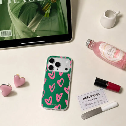 Green Pink Heart iPhone Case with MagSafe Ring Stand  SeaCase