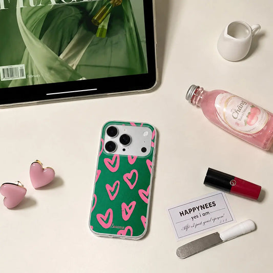 Green Pink Heart iPhone Case with MagSafe Ring Stand  SeaCase