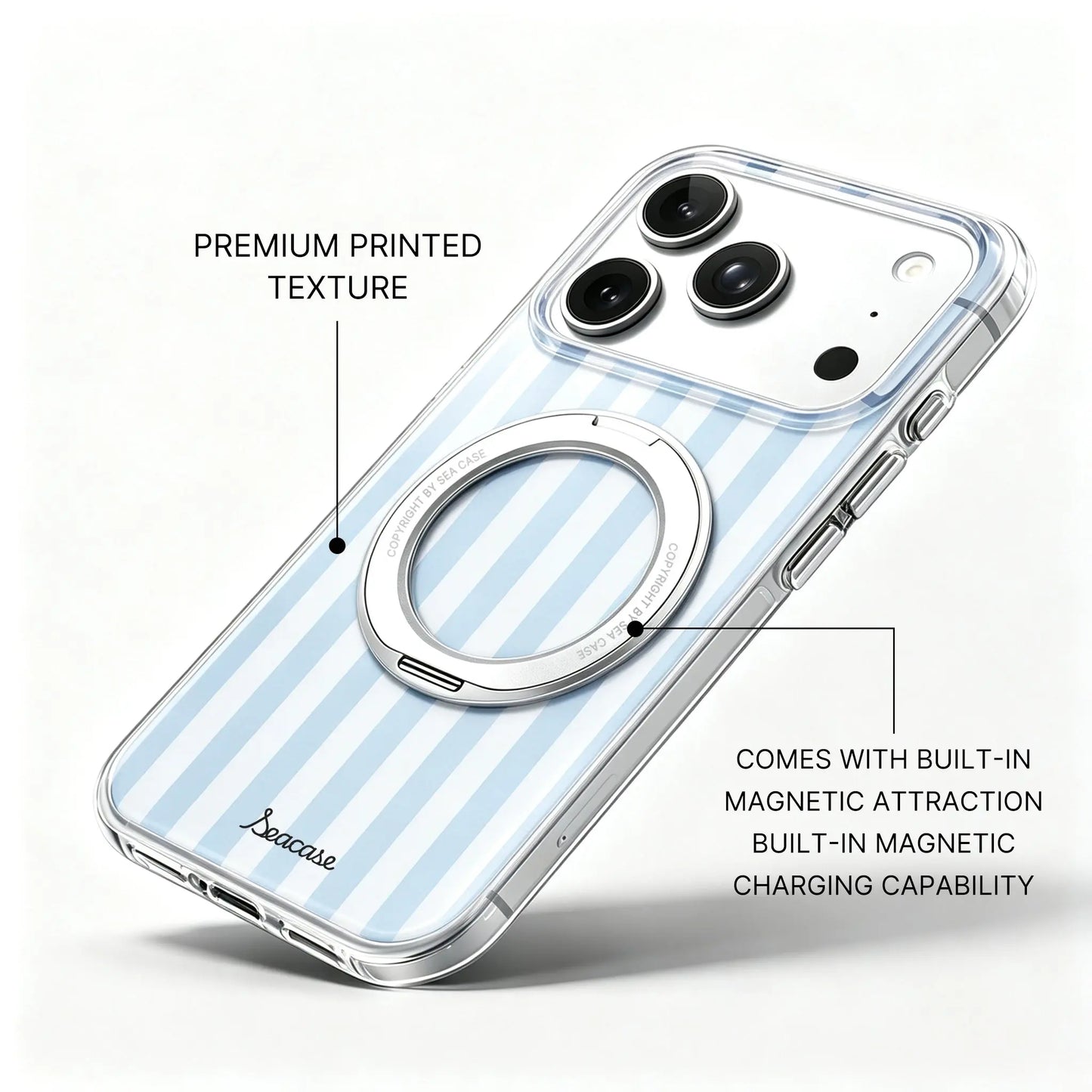 Ocean Breeze Light Blue Vertical Stripe iPhone Case  SeaCase