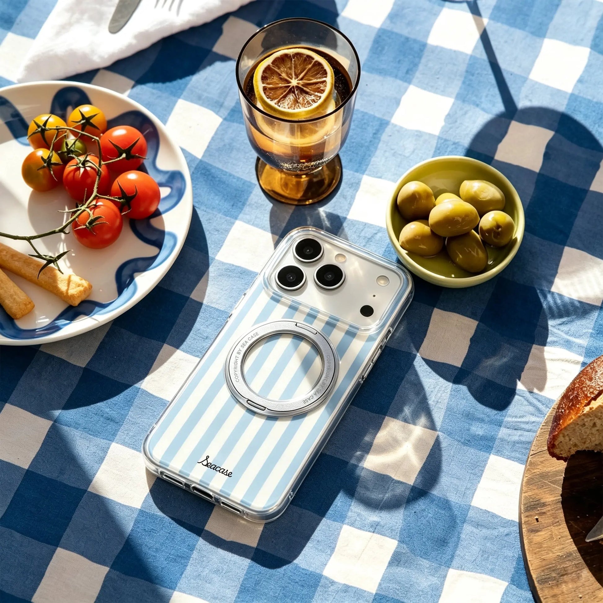 Ocean Breeze Light Blue Vertical Stripe iPhone Case  SeaCase