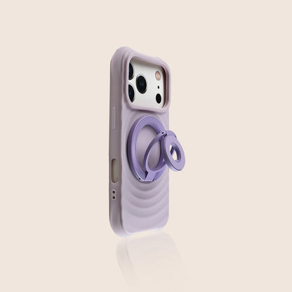 Wave Texture iPhone Case with Magnetic Ring Holder