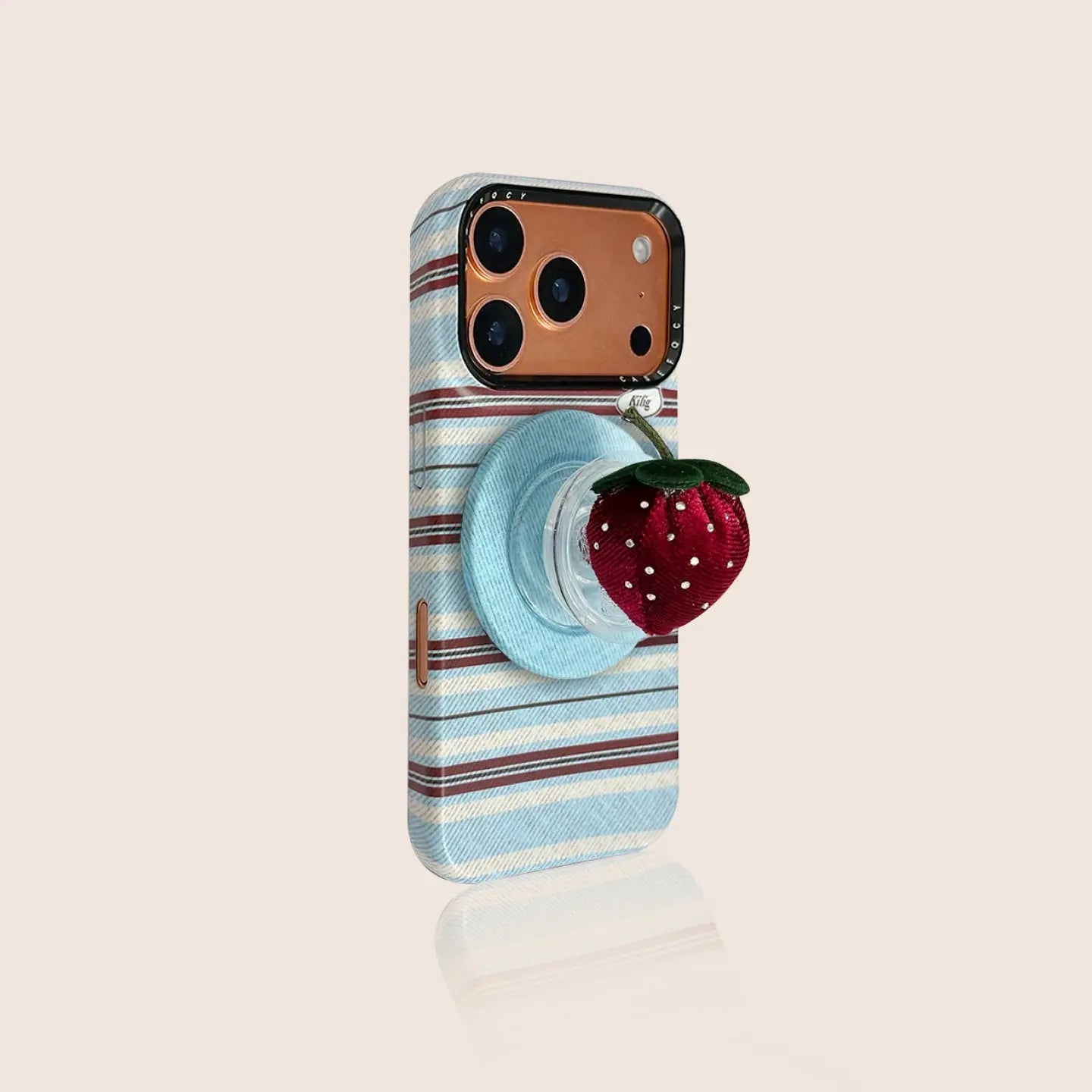 Three-Color Stripe iPhone Case, Optional Velvet Magnetic Stand SEACASE