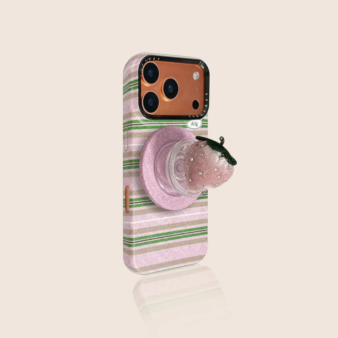 Three-Color Stripe iPhone Case, Optional Velvet Magnetic Stand SEACASE