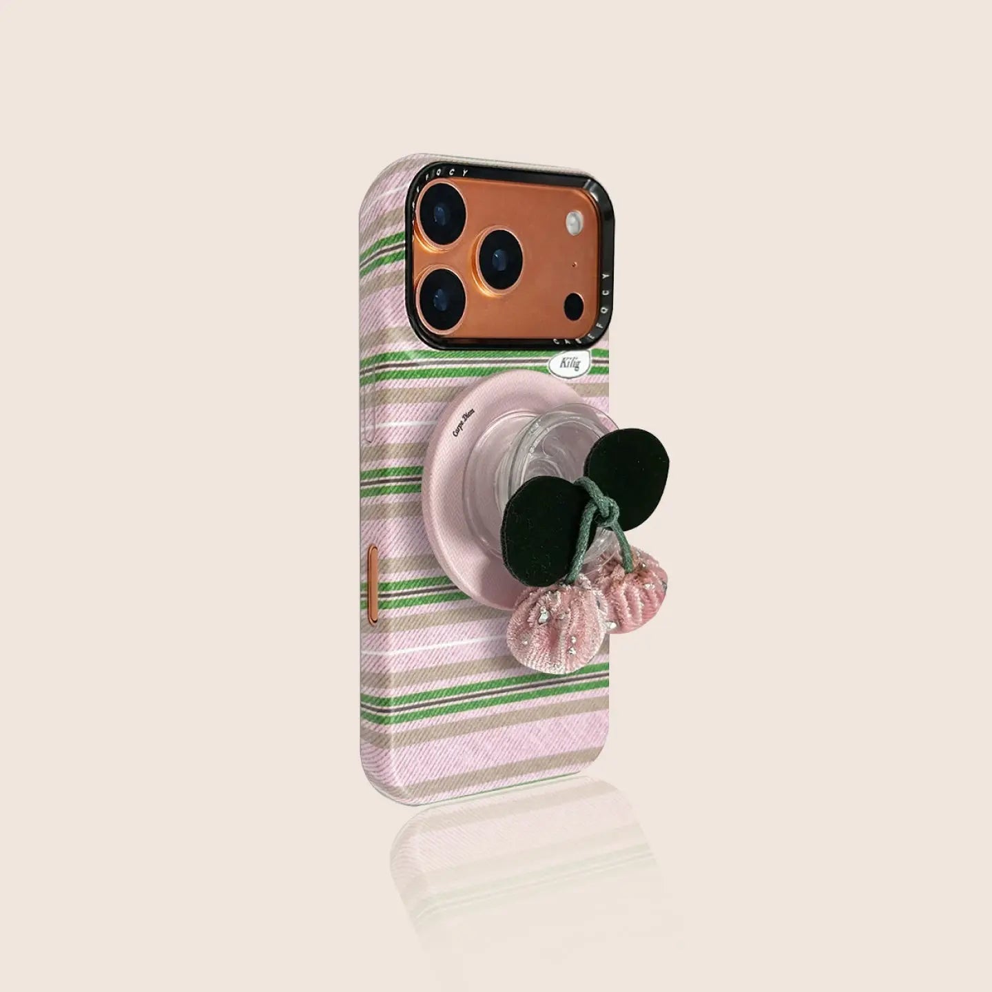 Three-Color Stripe iPhone Case, Optional Velvet Magnetic Stand SEACASE
