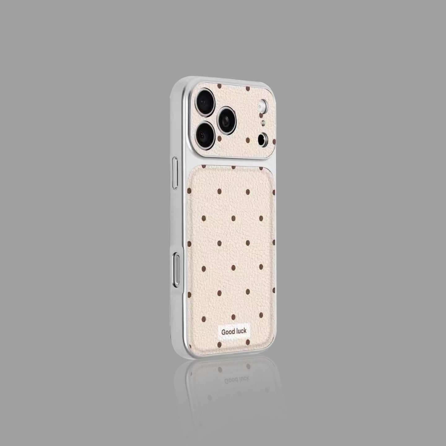 Polka Dot Leather iPhone Case with Wrist Strap Option