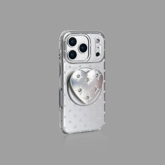 Silver Star Pattern iPhone Case , Magnetic Card Holder & Heart Stand Options SEACASE