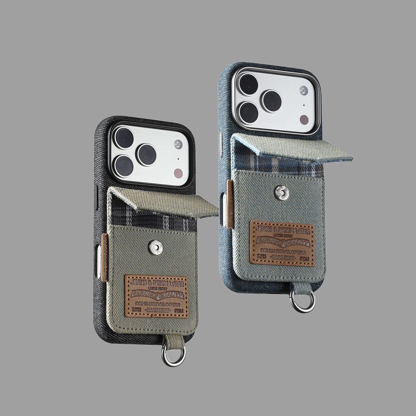 Color Block Denim iPhone Case with Card Slot