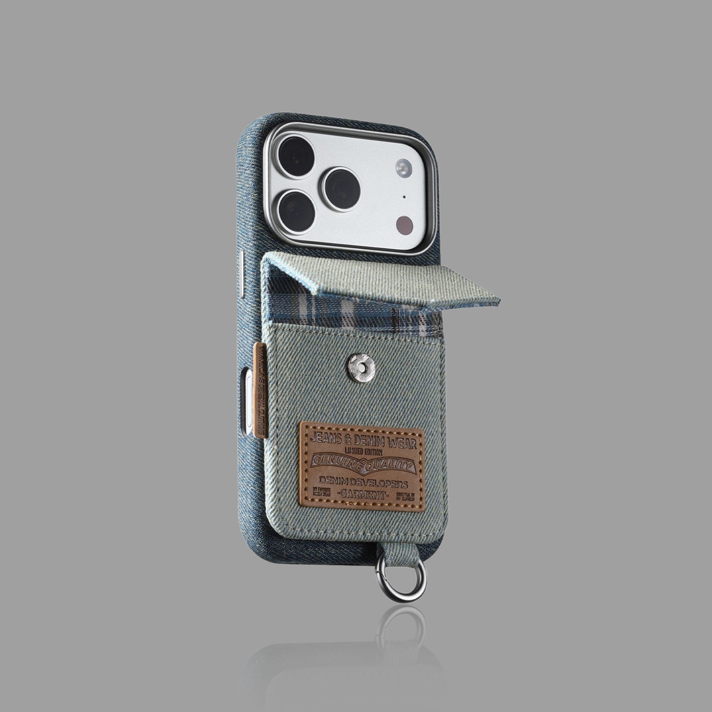 Color Block Denim iPhone Case with Card Slot