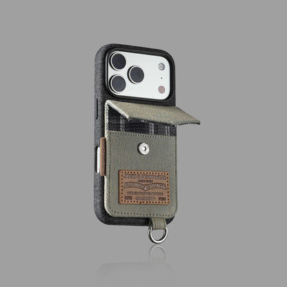 Color Block Denim iPhone Case with Card Slot
