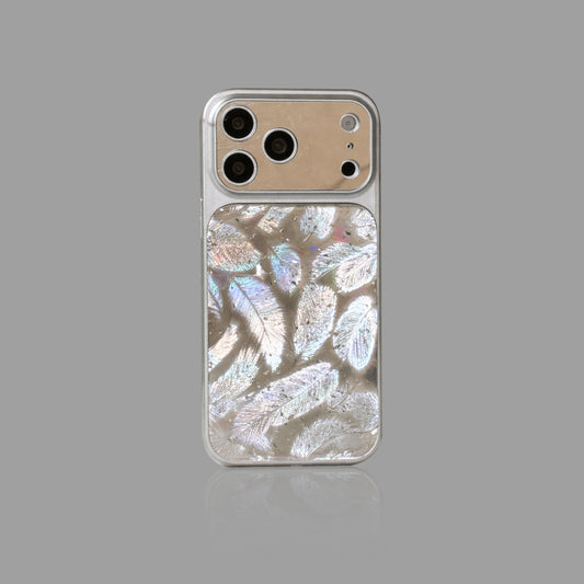 Silver Mirror Feather Pattern iPhone Case