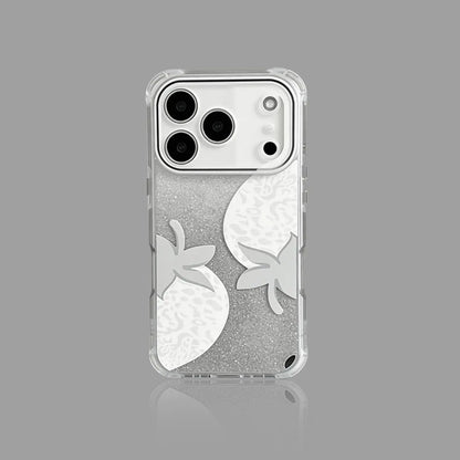Transparent Gray Strawberry iPhone Case with Silver Leather Strap SEACASE