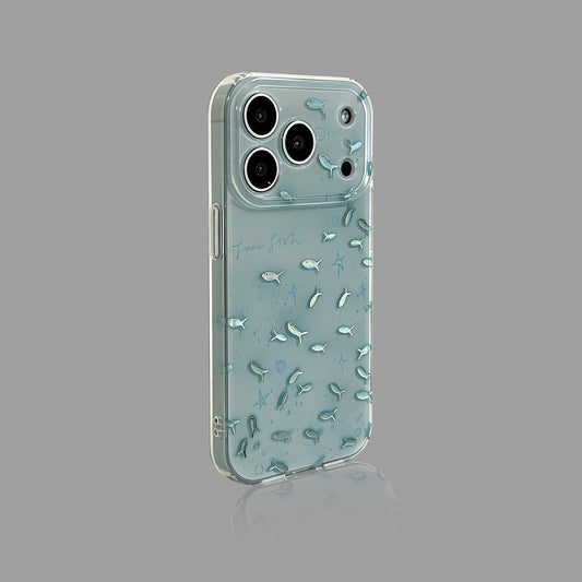 Clear Mint Blue Iridescent Fish iPhone Case