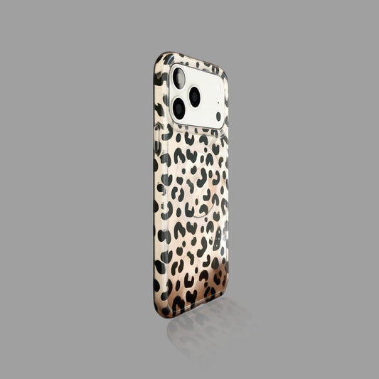 Vintage Leopard Print Magnetic iPhone Case, Reflective Tin Foil Texture