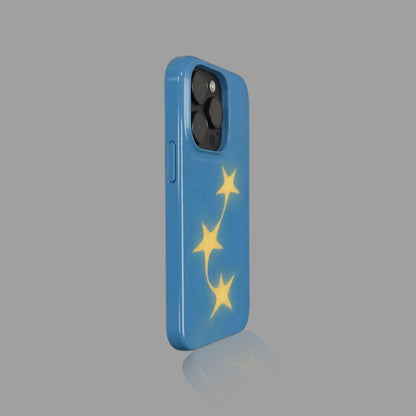 スカイブルー 流れ星 iPhoneケース、つや消しマットハードシェル