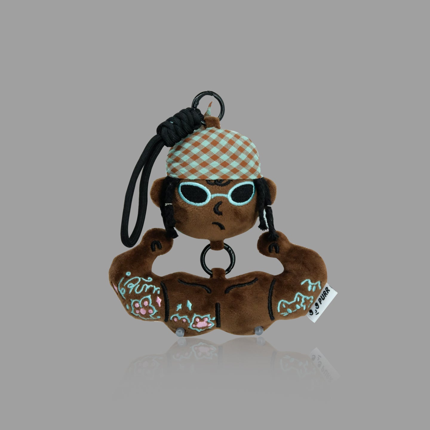 Dark Skin Muscle Fitness Girl/Boy Plush Keychain, Bag Charm/ Car Pendant, Funny Gift