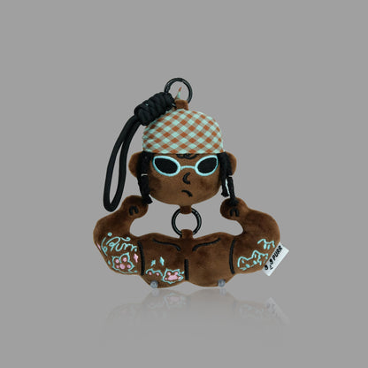 Dark Skin Muscle Fitness Girl/Boy Plush Keychain, Bag Charm/ Car Pendant, Funny Gift