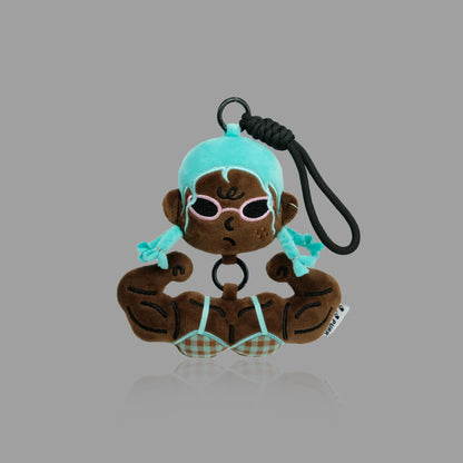 Dark Skin Muscle Fitness Girl/Boy Plush Keychain, Bag Charm/ Car Pendant, Funny Gift