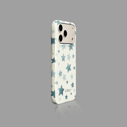 Foil Shiny Blue Star Print White iPhone Case