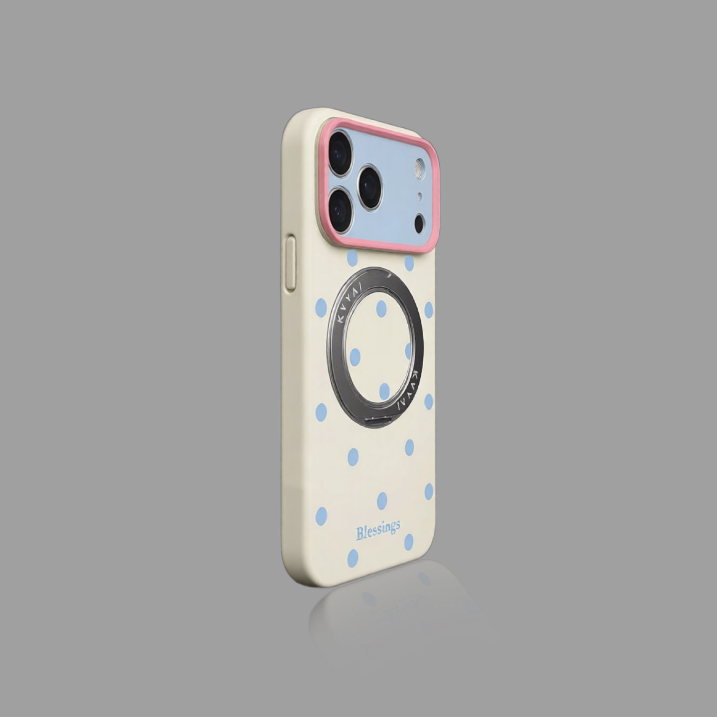 Polka Dot Liquid Silicone iPhone Case with 360° Rotating Stand