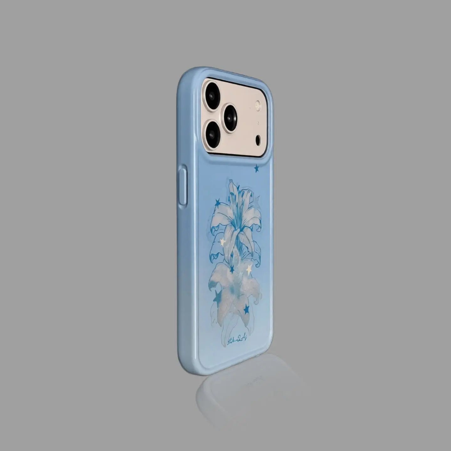 Aesthetic Blue Gradient Lily iPhone Case SEACASE