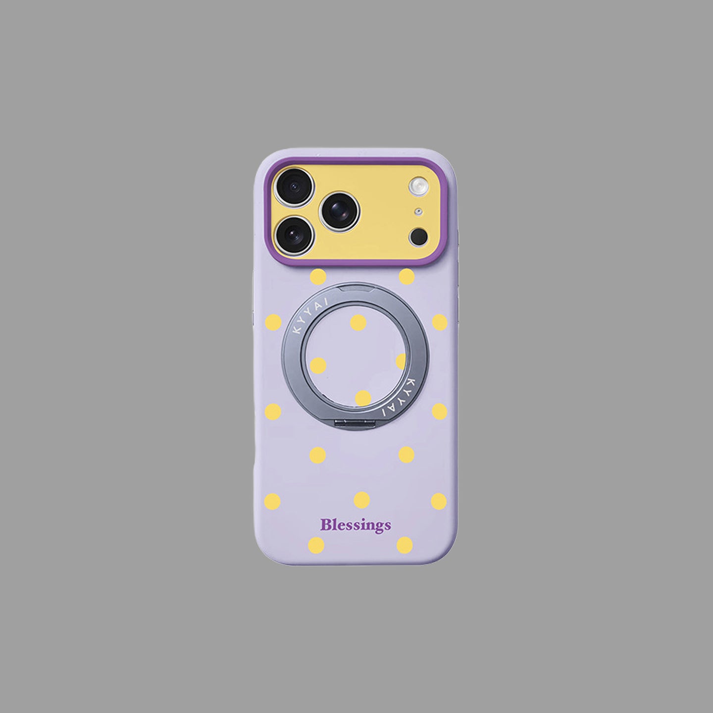 Polka Dot Liquid Silicone iPhone Case with 360° Rotating Stand