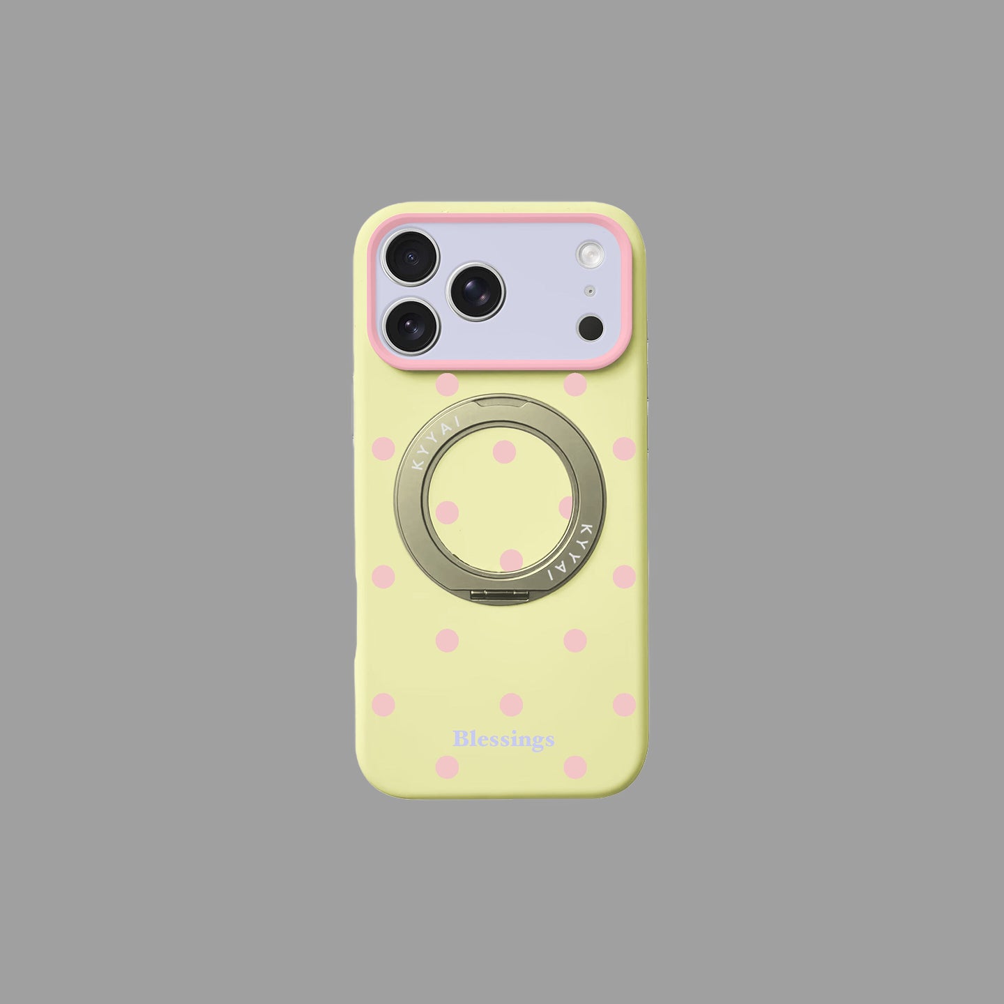 Polka Dot Liquid Silicone iPhone Case with 360° Rotating Stand